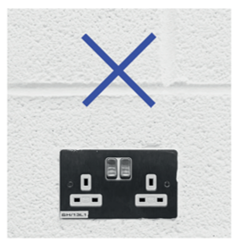 Do not place dispensers directly above or adjacent to sockets